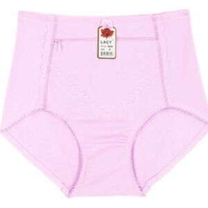 Women's High Waisted Zippered Front Pocket Pastel Girdle Panties Briefs Pink